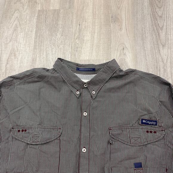 Columbia PFG Shirt Men's 5XL Teal Red Lightweight Vented Fishing Performance - Picture 1 of 8